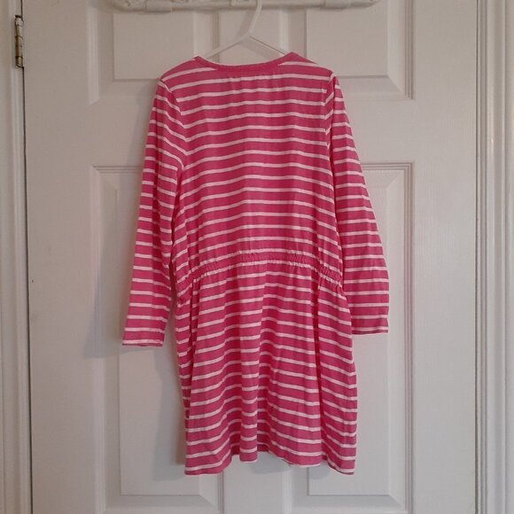 OshKosh B'gosh Girls Size 8 Pink and White Stripe Cotton Dress - Picture 3 of 6
